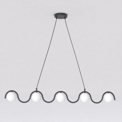 B&Q -  Emibig Sinus Pendant Lamp 5 X G9 Black With White Shade