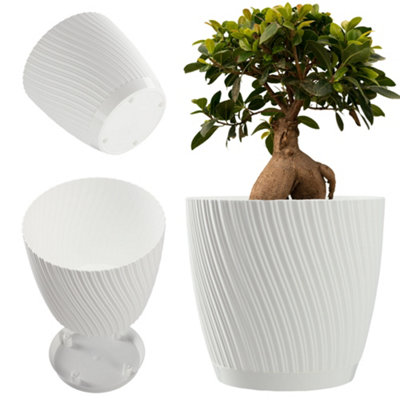 Kadax White Round Plant Pot, Plastic Flowerpot With Saucer For Houseplants (23 Cm, ) 23Cm