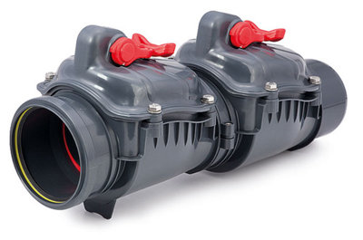 Karmat 110mm Polypropylene Check Non-Return Double Flap Waste Valve Backwater Prevented from B&Q