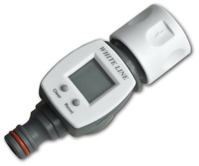 B&Q -  Liter/gallon Garden Water Counter Meter With Lcd Quick Connector + Adaptor
