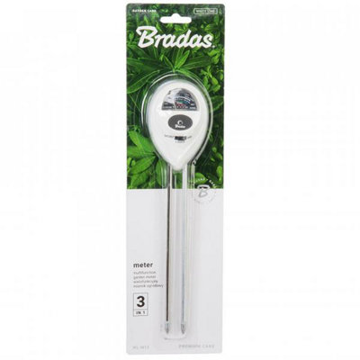 Bradas Oval Traditional Analog 3-Functions Meter Soil Ph Acidity Insolation Moisture Check from B&Q