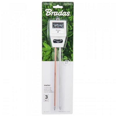 Bradas Square Traditional Analog 3-Funtions Meter Soil Ph Acidity Insolation Moisture Check from B&Q