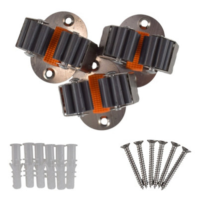 Pack of 3 Wall Tool Clips – Garden Shed Organiser Holder Rack + Screws & Plugs - Image 2