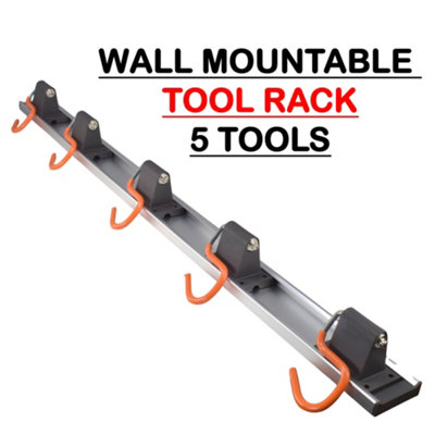 Cost Wise Garden/garage Tool Rack For 5 Tools,aluminium Back Rail With Slidable Hooks,holds Up To 2.5Kg,with Screws And Wallplugs from B&Q