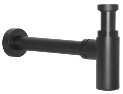B&Q -  Black Powder Coated Brass Waste Bottle Trap Drain Siphon Basin Sink 5/4"