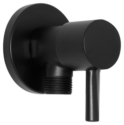 B&Q -  1/2" X 1/2" Bsp Black Powder Coated Brass Ceramic Angled Water Modern Valve Basin Sink