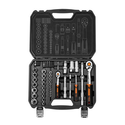 Socket Set 73 Pc Set  1/2" And 1/4" Crv Neo Tools from B&Q