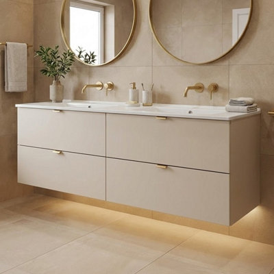 B&Q -  Dalia Bathroom Cabinet 120Cm With 2 Drawers And Basin In Cashmere