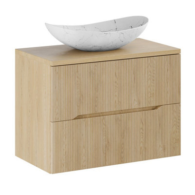 B&Q -  Nordic Bathroom Cabinet 80Cm With 2 Drawers And Oval BasinCremona Oak