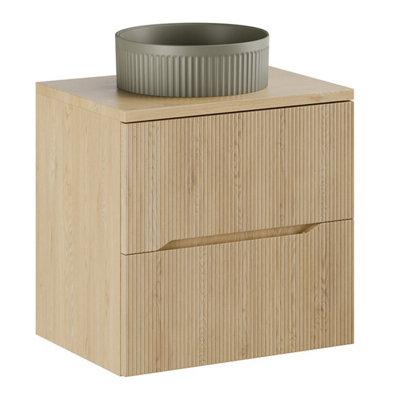 B&Q -  Nordic Bathroom Cabinet 60Cm With 2 Drawers And Round BasinCremona Oak