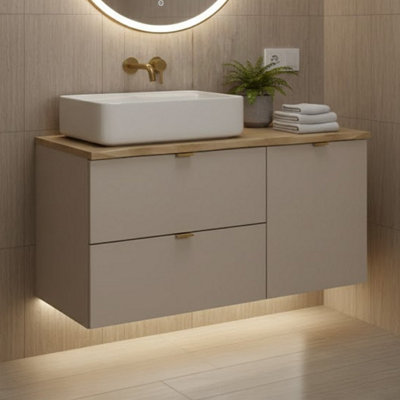 B&Q -  Dalia Bathroom Cabinet 100Cm With Countertop Basin In Cashmere & Cremona Oak