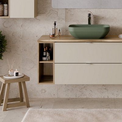 Heze Furniture Dalia Bathroom Cabinet Vanity 100Cm In Cashmere & Cremona Oak from B&Q