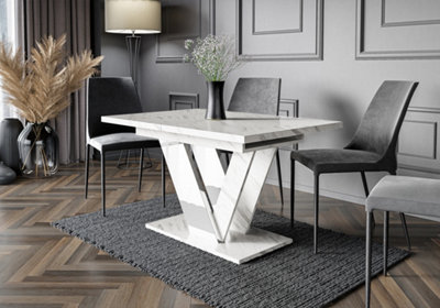 Marble Dubai Extendable Dining Tabledining Table Extendable Top 120-160Cm 6-8 Seater from B&Q