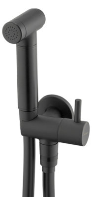 Deante Black Finished Brass Bidet Tap Expendable Handle 1.5M Hose Angled Connection from B&Q