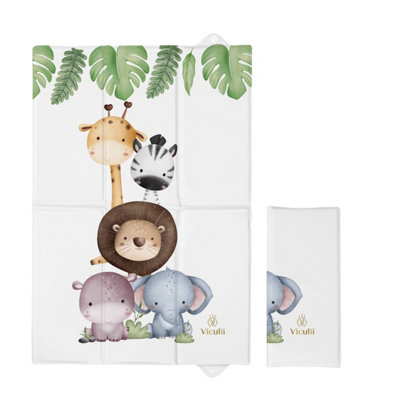 VICULII Foldable Portable Baby Changing Mat 40X60Cm Safari Animals from B&Q