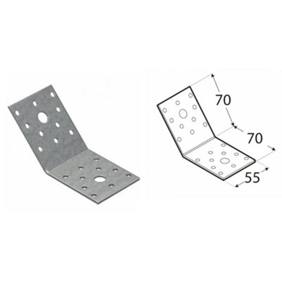 10 Pack Of Heavy Duty Galvanised 135 Degrees Angle Brackets Corner Braces 2.5mm Thick 70X70X55mm from B&Q