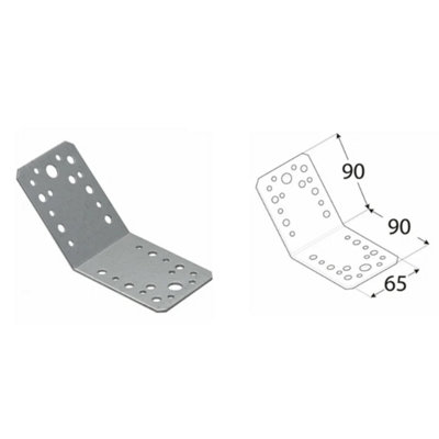 10 Pack Of Heavy Duty Galvanised 135 Degrees Angle Bracket Corner Brace 2.5mm Thick 90X90X65 from B&Q