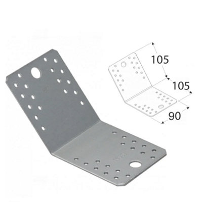 10 Pack Of Heavy Duty Galvanised 135 Degrees Angle Brackets Corner Braces 2.5mm Thick 105X105X90mm from B&Q