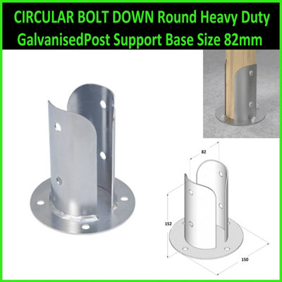 Circular Bolt Down Round Heavy Duty Galvanised Post Support Base Size 82mm from B&Q
