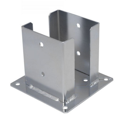 Single Silver Heavy Duty Hot Dip Galvanised Bolt Down Pergola Post 122mm from B&Q