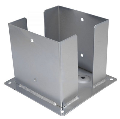 Single Silver Heavy Duty Hot Dip Galvanised Bolt Down Pergola Post 202mm from B&Q