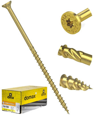 B&Q -  6mm X 40mm (Pack Of 200) Yellow Hardened Countersunk Head Torx Wood Timber Construction Screw High Performance Carpenter Screws