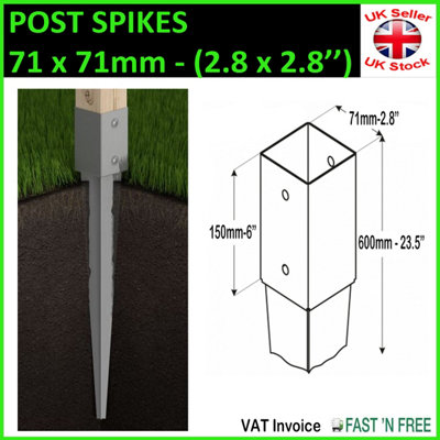 Ground Spike Heavy Duty Galvanised Drive-In Pergola Post Anchor Support Stakes 71X71mm600mm from B&Q