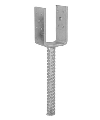 Galvanised ("u" Shape Pin) Post Fence Foot Anchors Thick:4mm Internal Size: 91 mm-3.6" from B&Q