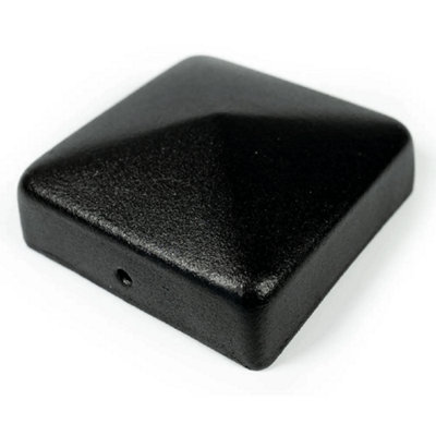 Single Premium Black Powder-Coated Square Pyramid Metal Fence Post Cap 70X70mm from B&Q