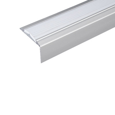 A38 46 X 30mm Anodised Aluminium Non Slip Rubber Stair Nosing Edge TrimSilver With Grey Rubber0.9M from B&Q