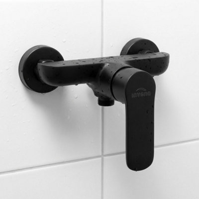 Bathroom Shower Wall Mounted Mixer Single Lever Tap Black Powder Coated Brass 5907798705412 - Image 3