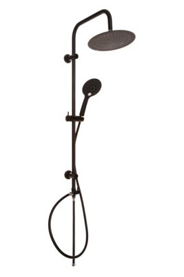Invena Black Manual Shower Column 3-Function Showerhead With Round Sliding Rainfall from B&Q