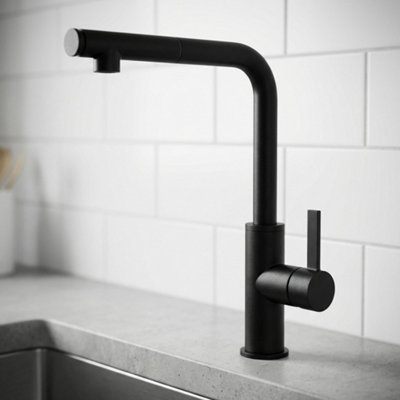 Invena Pull-Out Kitchen Sink Mixer Retractable Spout Faucet Tall Single Lever Tap from B&Q