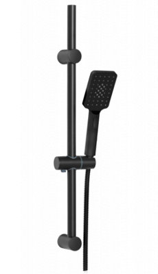 Invena Black Finishing Shower Bar Head Riser Rail Bathroom Handshower Column Set from B&Q