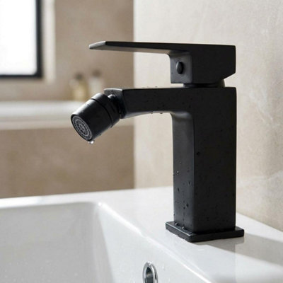 Invena Rectangle Shaped Bidet Faucet Bathroom Black Brass Ceramic Mixer Deck Mounted from B&Q