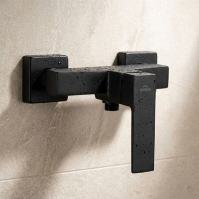 B&Q -  Rectangle Shaped Shower Tap Faucet Bathroom Black Brass Ceramic Mixer Wall Mounted