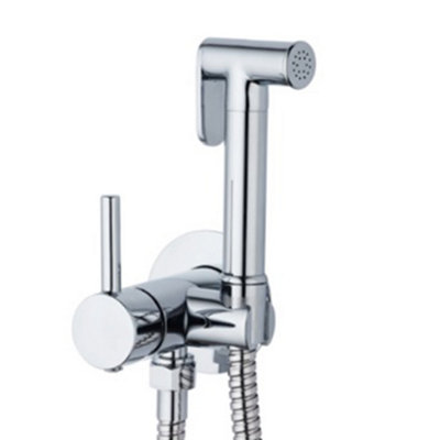 Invena Chromed Brass Wallmounted Bidet Tap Ceramic Head Mixer Expendable Handle from B&Q