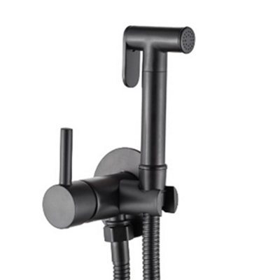 Invena Black Brass Wallmounted Bidet Tap Ceramic Head Mixer Expendable Handle from B&Q