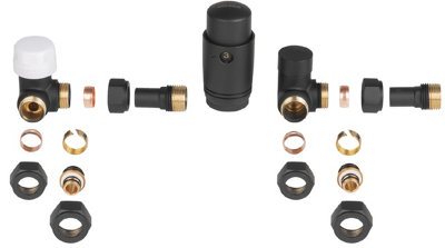 Invena Black/gold Axial Thermostatic Angled Set Heater Pex/copper Radiator Connection from B&Q
