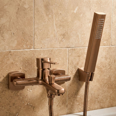 Invena Wall Mounted Bath Tap Copper Bronze Glamour from B&Q