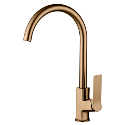 Invena Brushed Copper Kitchen Sink Tap Basin Standing Faucet Mixer Single Lever Light/Black