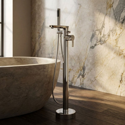 Invena Freestanding Chrome Bath Tap Single Lever Bathtub Tall Faucet Shower Mixer from B&Q