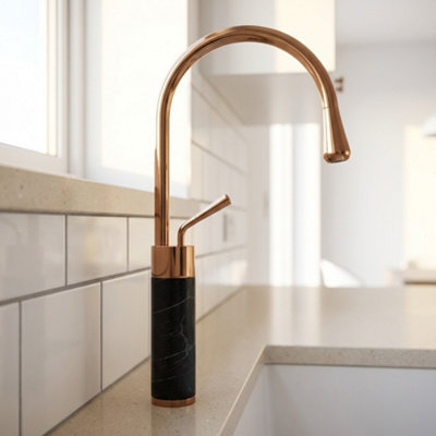 Invena Rose Gold/black Marble Kitchen Sink Tap Bathroom Basin Mixer Bar Standing Faucet from B&Q