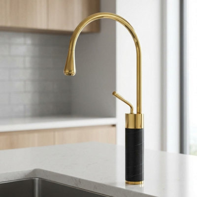 Invena Gold/black Marble Kitchen Sink Tap Bathroom Basin Mixer Bar Standing Faucet from B&Q