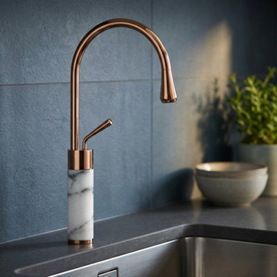 Invena Copper/white Marble Kitchen Sink Tap Bathroom Basin Mixer Bar Standing Faucet from B&Q