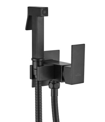 Invena Black Chrome Concealed Bidet Tap In-Wall Bathroom Wallmounted Brass Shower Sprayer Mixer from B&Q