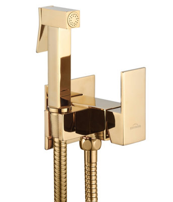 Invena Gold Black Chrome Concealed Bidet Tap In-Wall Bathroom Wallmounted Brass Shower Sprayer Mixer from B&Q