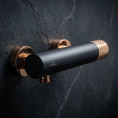 Invena Black/rose Gold Brass Shower Mixer Tap Bathroom Basin Faucet Engraved Handle from B&Q