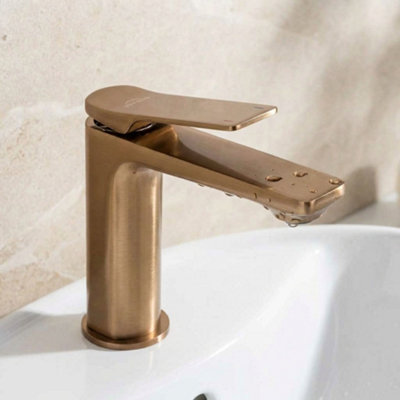 Invena Bathroom Sink Tap Brushed Copper Bronze Basin Mixer Neri Plus from B&Q