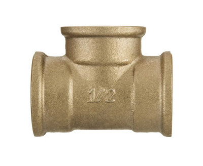 B&Q -  1/2 Inch Thread Pipe Tee Connection Fittings Female Cast Iron Brass - Image 3